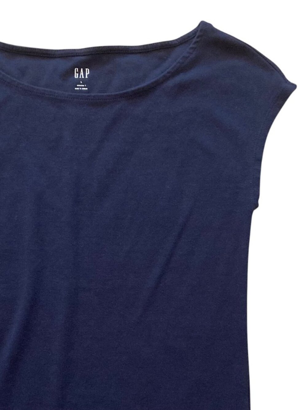 Women's GAP Boat Neck Cap Sleeve Top NAVY BLUE Size Large